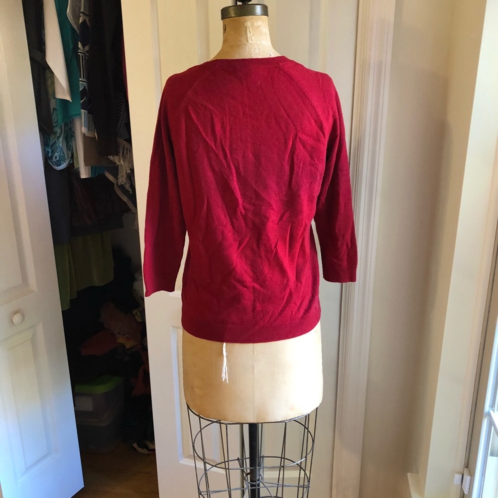 Talbots Red Sparkly Snowflake Sweater - image 2